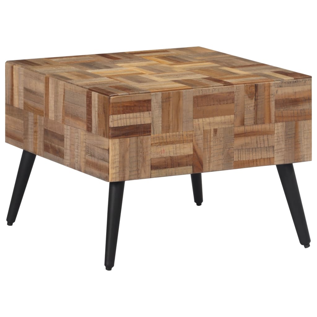 Mesa De Centro Teca Reciclada Maciza Gris 55x55x40 Cm_1