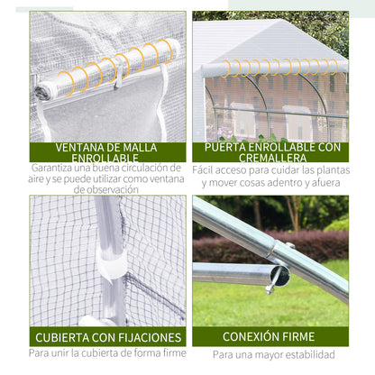Outsunny Conjunto De Invernadero De Túnel Y Cubierta De Repuesto 3,5x3x2m Blanco_5
