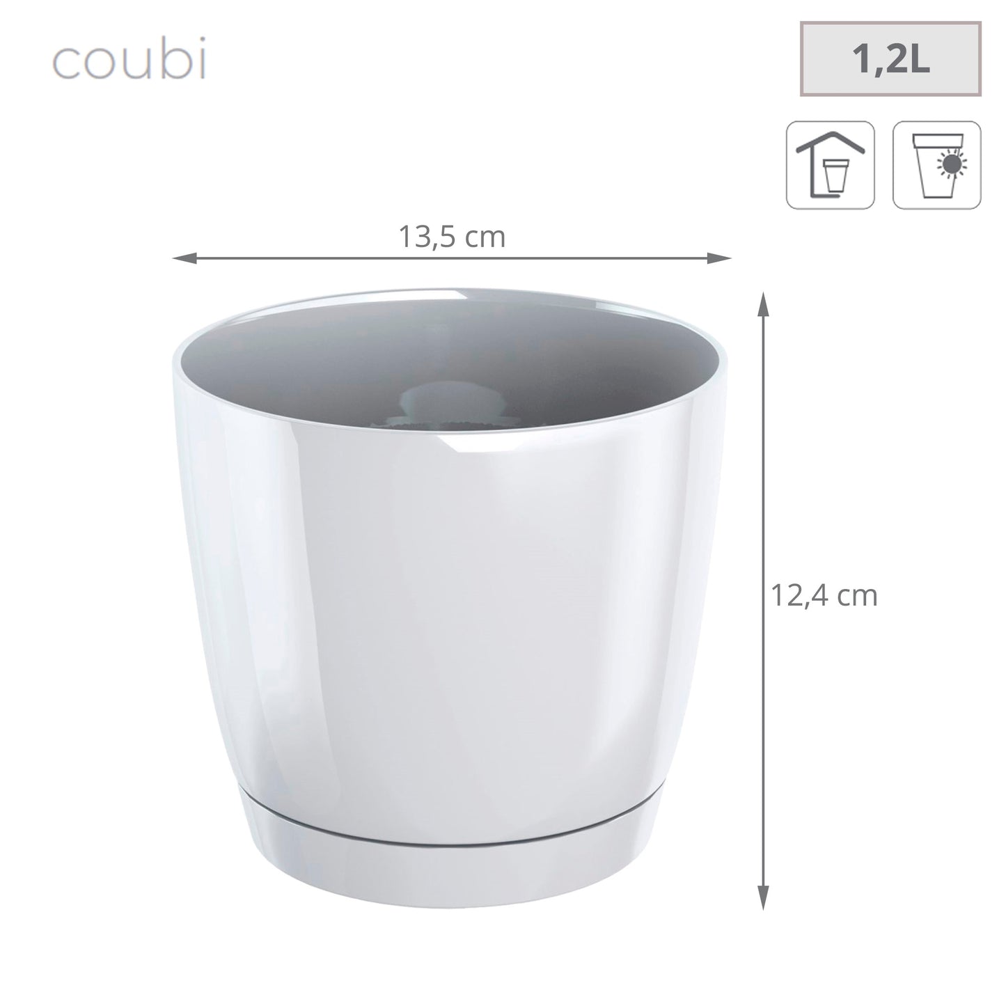 Maceta Redonda De Plastico Coubi Round P En Color Blanco 13,5 (largo) X 13,5 (ancho) X 12,4 (altura) Cm_1