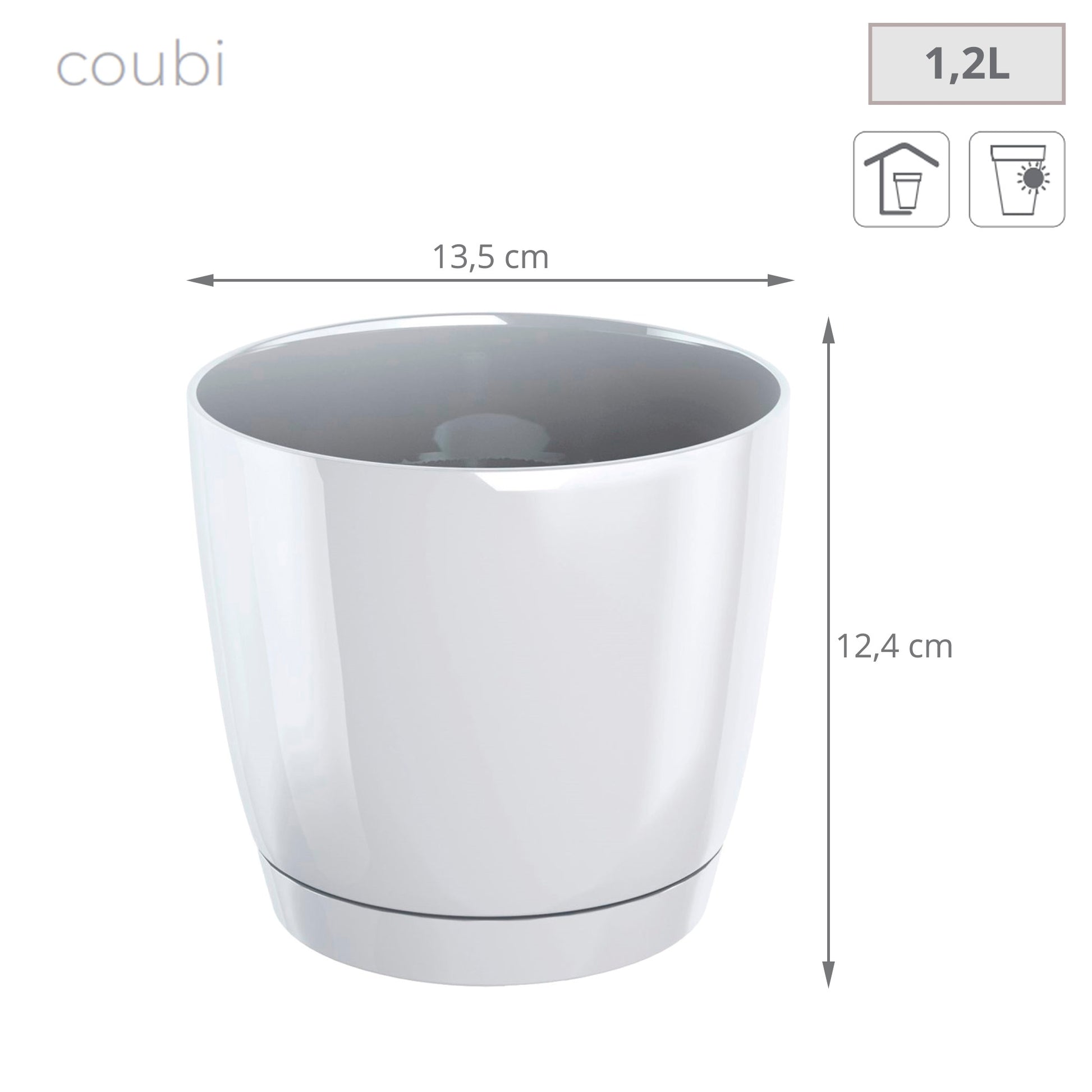 Maceta Redonda De Plastico Coubi Round P En Color Blanco 13,5 (largo) X 13,5 (ancho) X 12,4 (altura) Cm_1