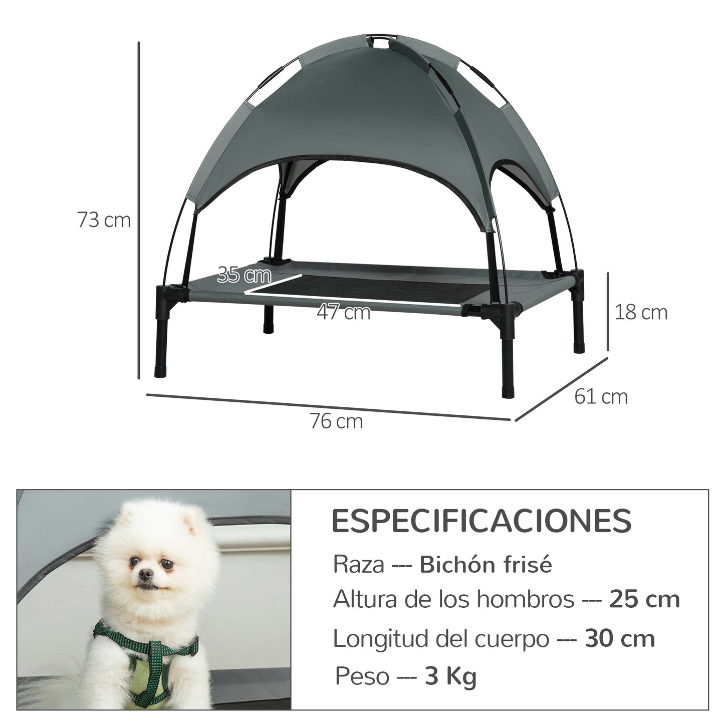 Pawhut Cama Para Mascotas Con Carpa Impermeable Para Perro Gato Exterior_2