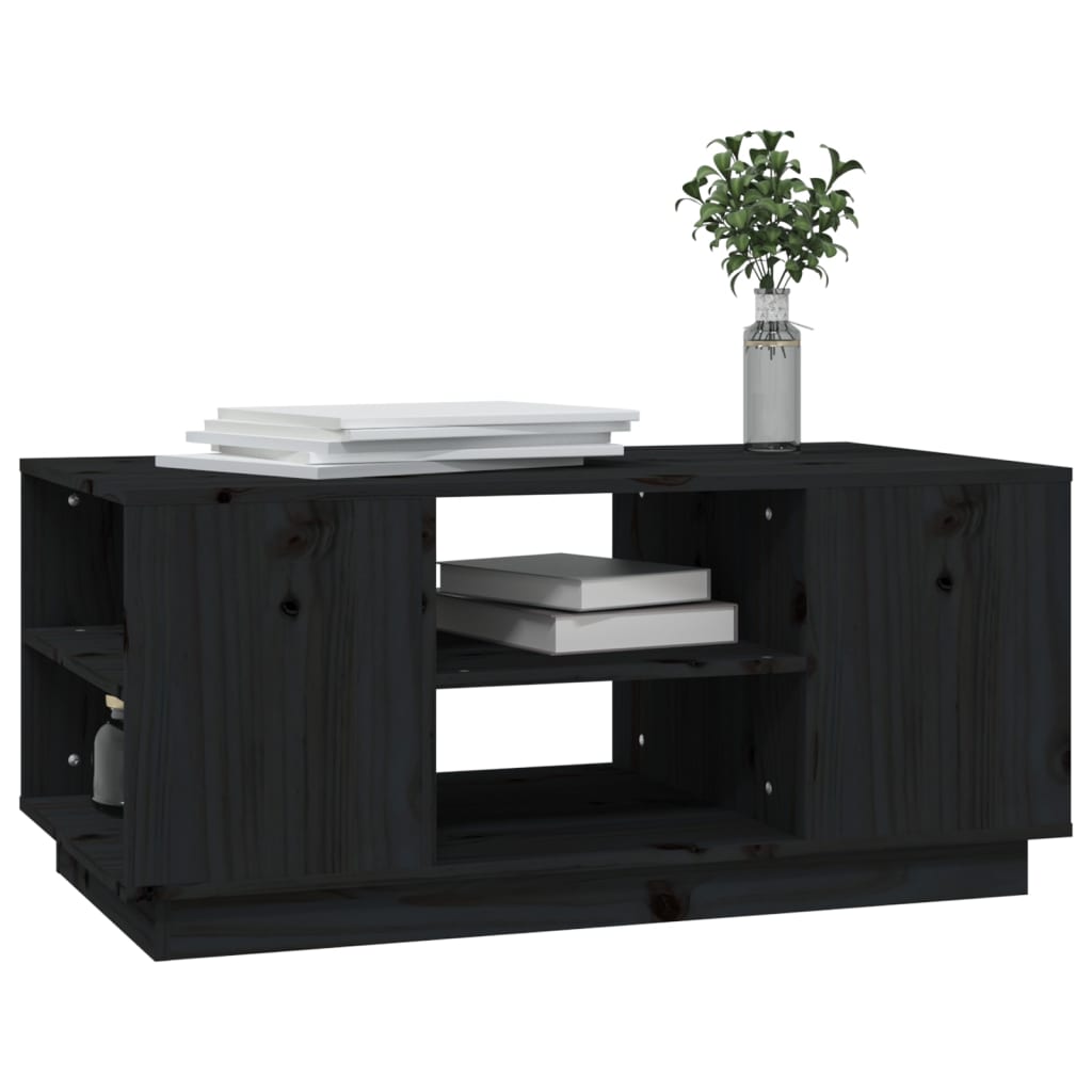 Mesa De Centro De Madera Maciza De Pino Negro 90x49x40,5 Cm_2