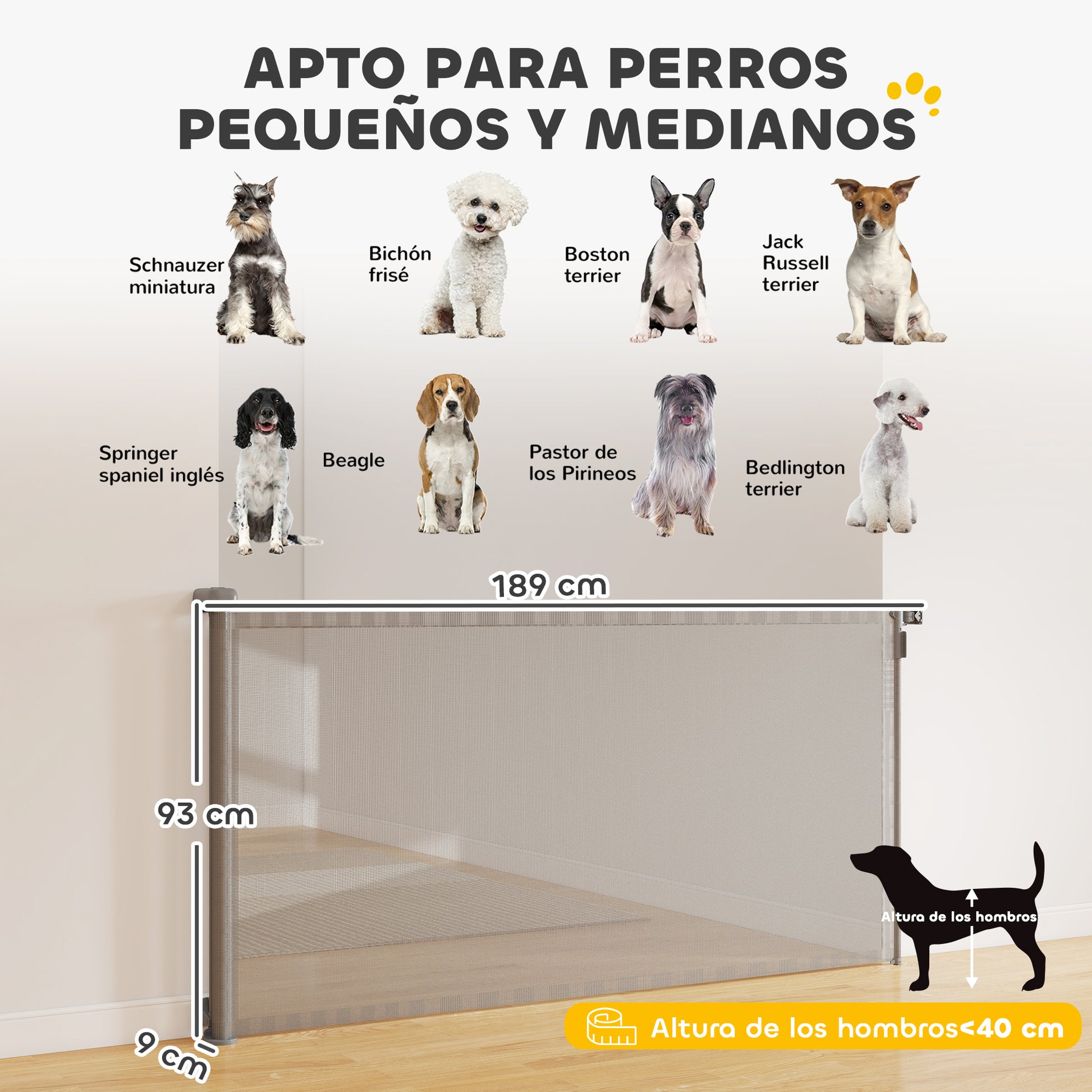 Pawhut Barrera De Seguridad Para Perros Retráctil_2