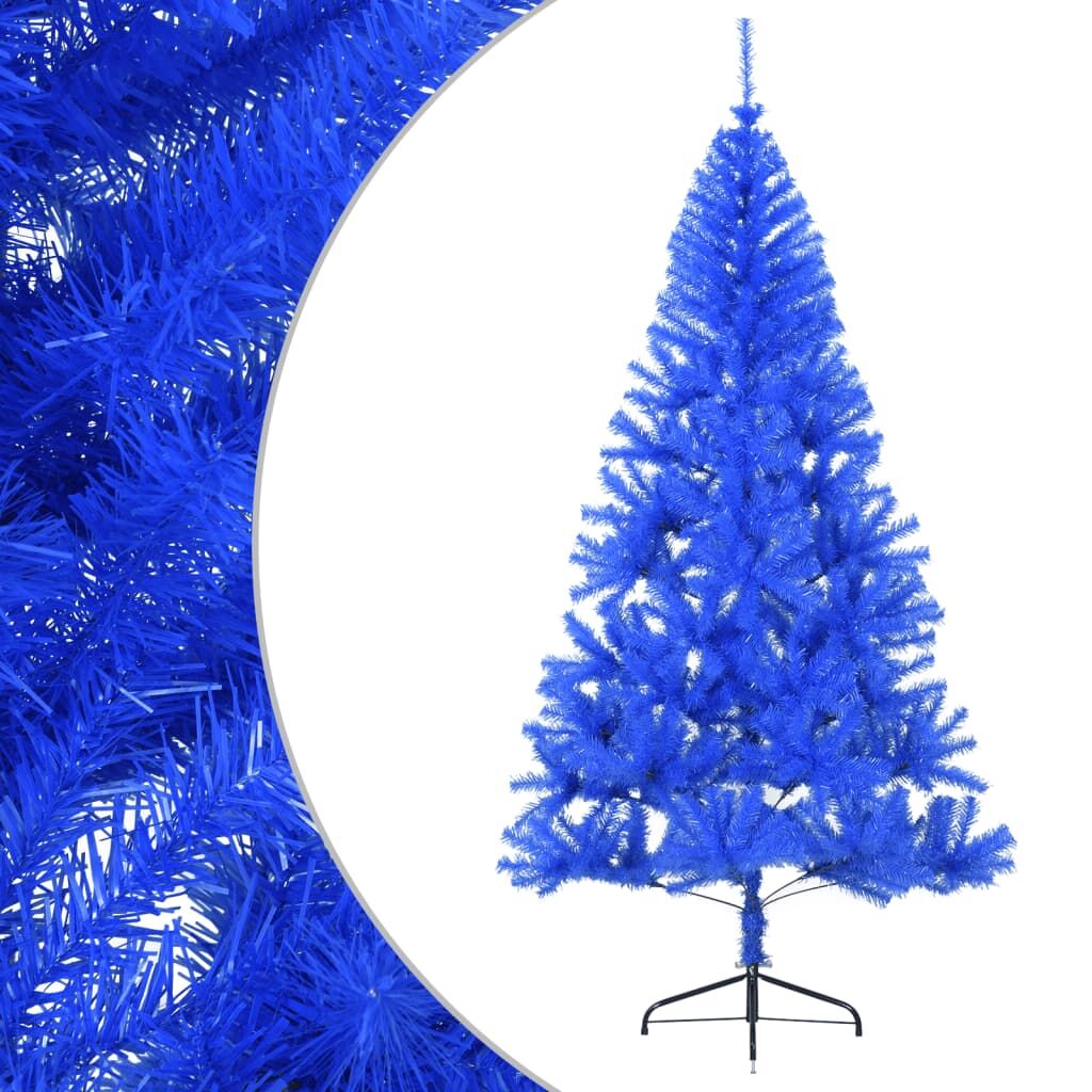 Vidaxl Medio Árbol De Navidad Artificial Con Soporte Pvc Azul 210 Cm_1
