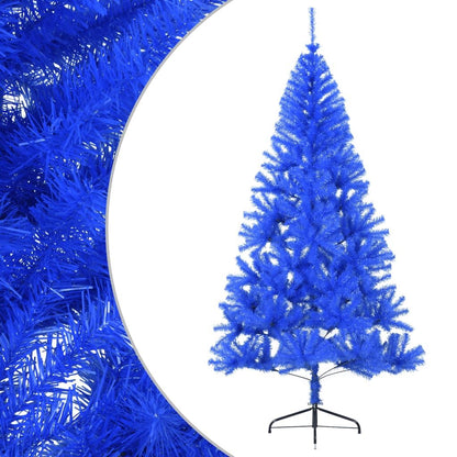 Vidaxl Medio Árbol De Navidad Artificial Con Soporte Pvc Azul 210 Cm_1