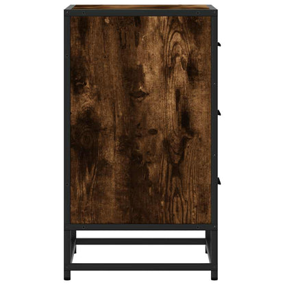 Mesita Noche Madera Ingeniería Roble Ahumado 40x34,5x60cm Metal_4
