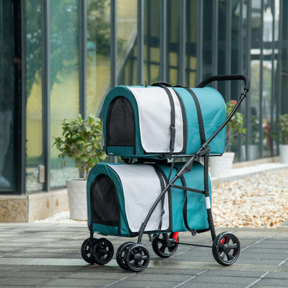 Pawhut Cochecito Doble Para Perros Plegable Con 2 Transportines 66x50x98 Cm_1