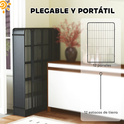 Pawhut Parque Para Perros De 12 Paneles De 100 Cm De Altura Con Puertas Negro_5