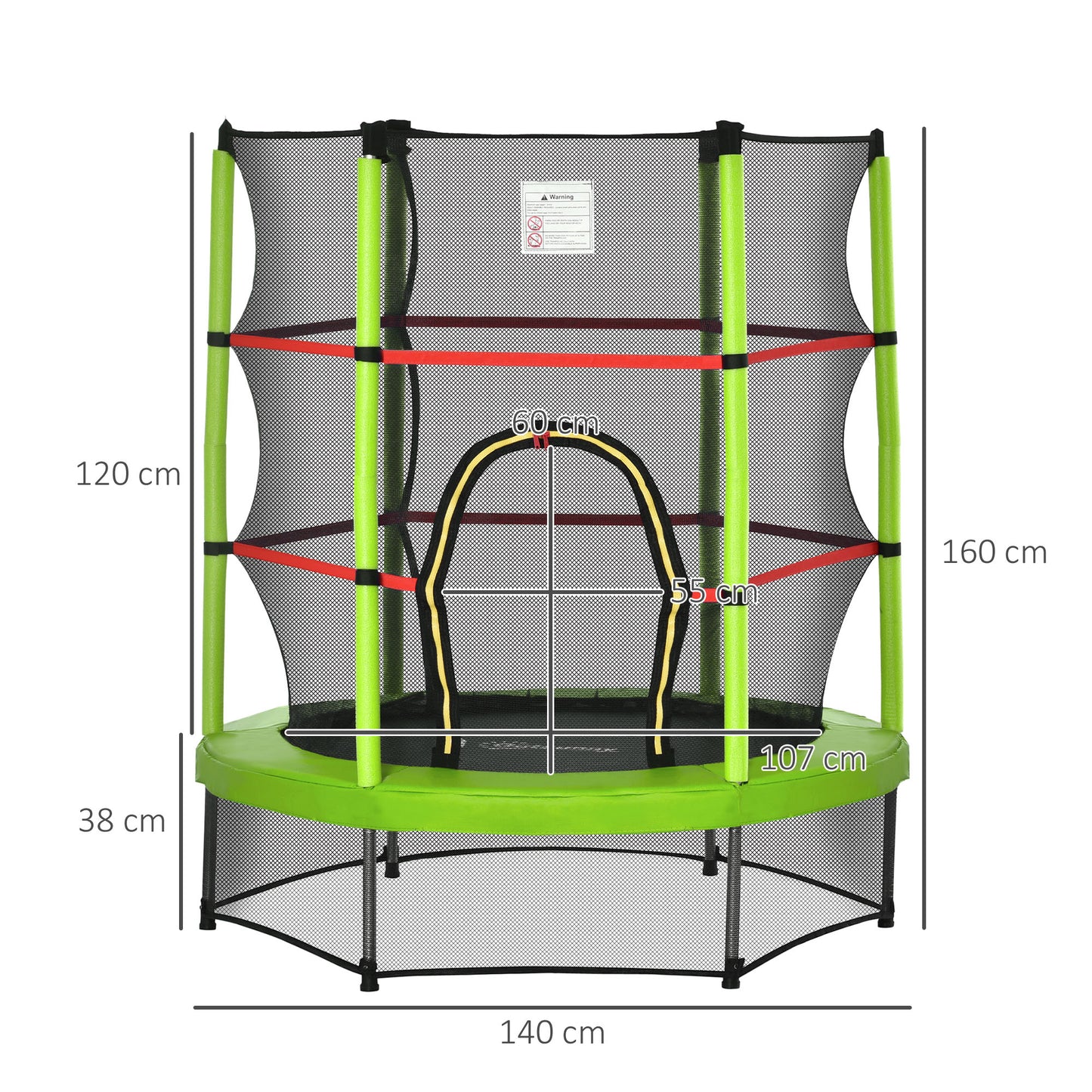 Homcom Cama Elástica Infantil Con Red De Seguridad Ø140x160cm Multicolor_2