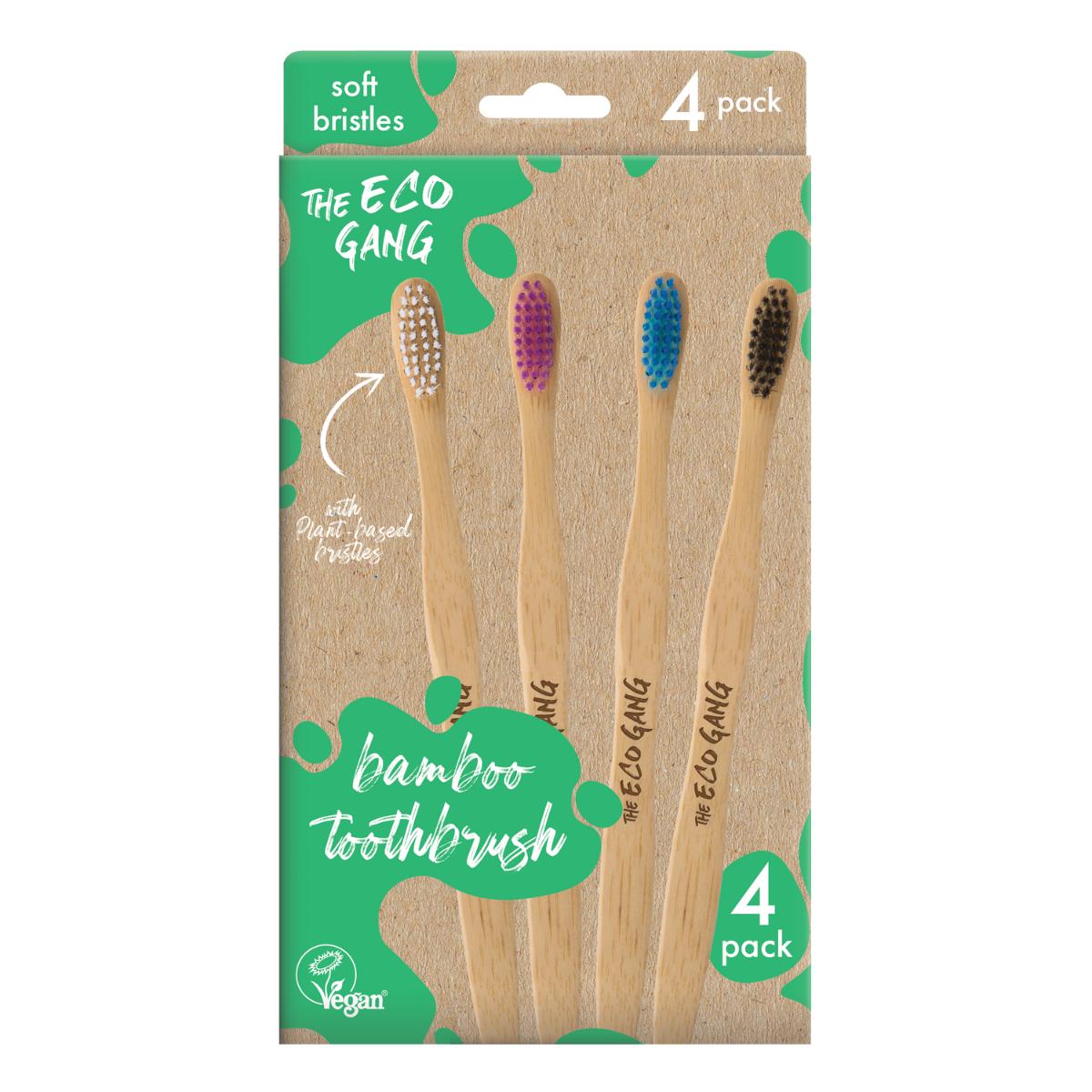 Pack 4x cepillo de dientes adulto suave The Eco Gang