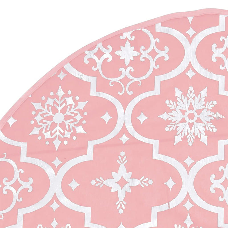 Vidaxl Falda Del Árbol De Navidad De Lujo Con Calcetín Tela Rosa 90 Cm_5
