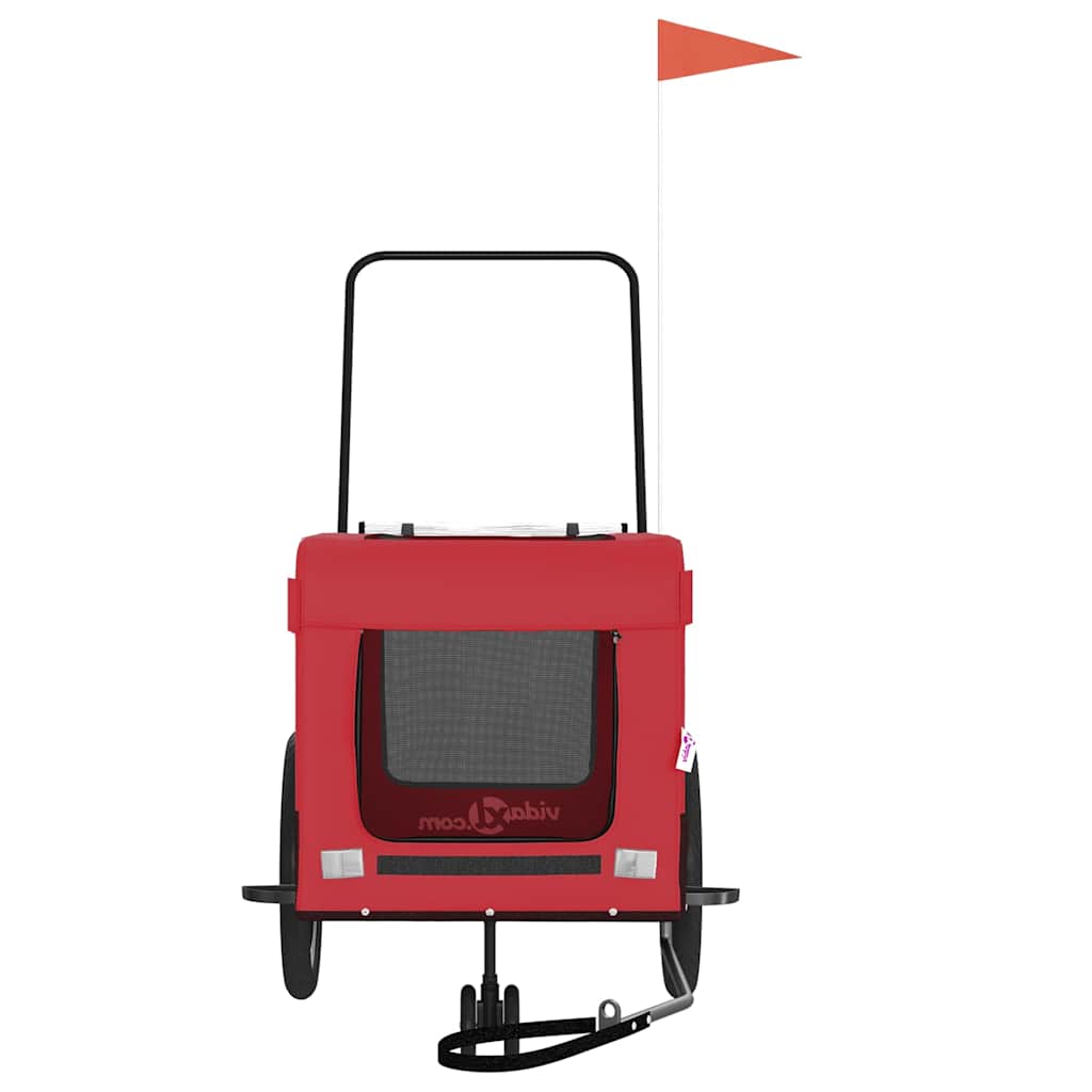 Remolque De Bicicleta Mascotas Hierro Tela Oxford Rojo Negro_4