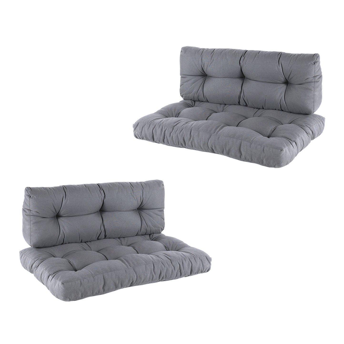 Pack 2 Cojines Para Palets, Cojín De Asiento 80x120x16 Cm + Cojín Respaldo 42x120x16 Cm, Olefin Color Gris, Repelente Al Agua_0