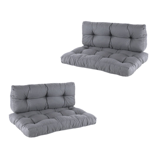 Pack 2 Cojines Para Palets, Cojín De Asiento 80x120x16 Cm + Cojín Respaldo 42x120x16 Cm, Olefin Color Gris, Repelente Al Agua_0