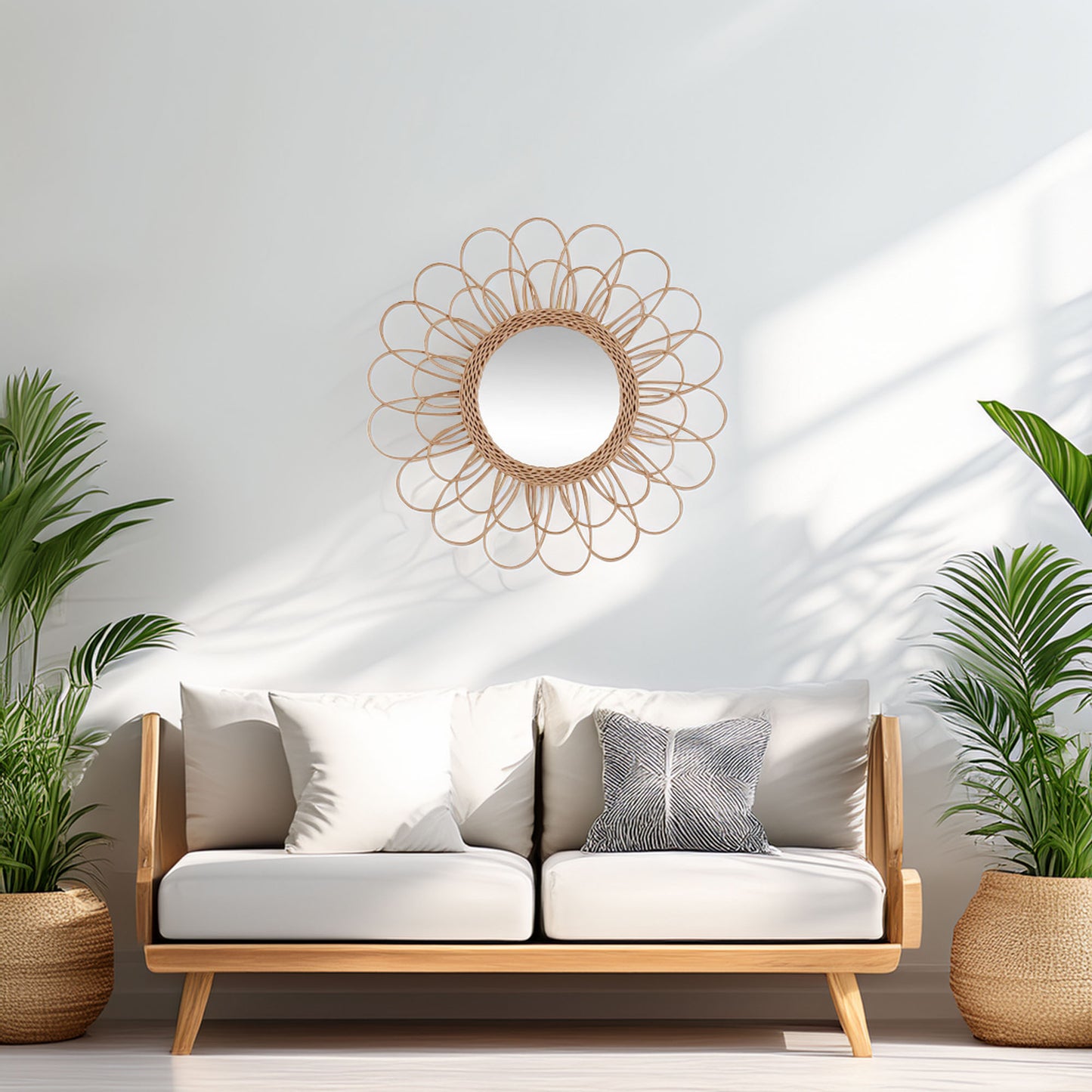 Wellhome Espejo Flor De Ratán D.56cm