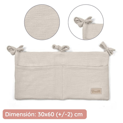Organizador De Cuna Con Compartimentos Muselina Beige