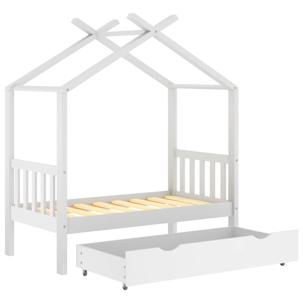 Vidaxl Estructura De Cama Niños Y Cajón Madera Maciza Blanca 70x140 Cm_4