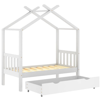 Vidaxl Estructura De Cama Niños Y Cajón Madera Maciza Blanca 70x140 Cm_4