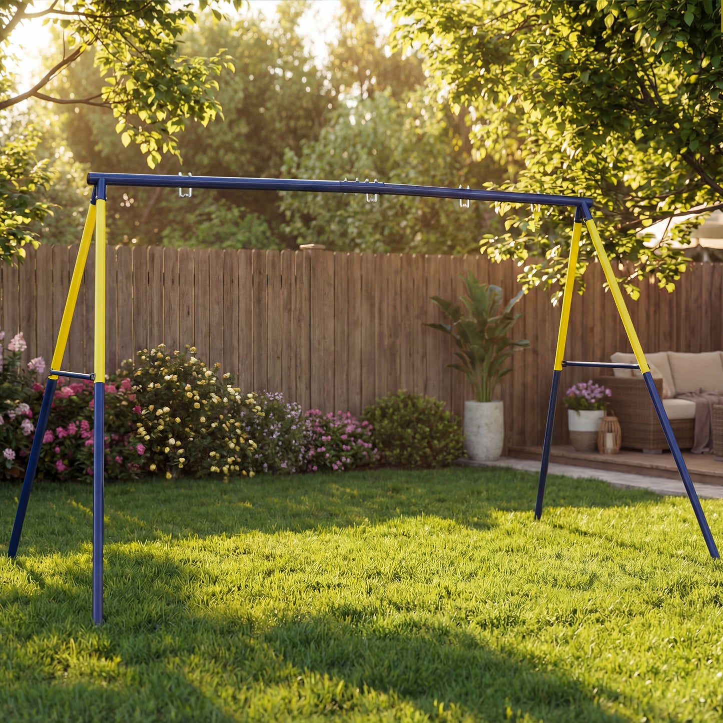 Aiyaplay Estructura De Columpio Infantil Metálica Para 2 Columpios 150 Kg Azul_1