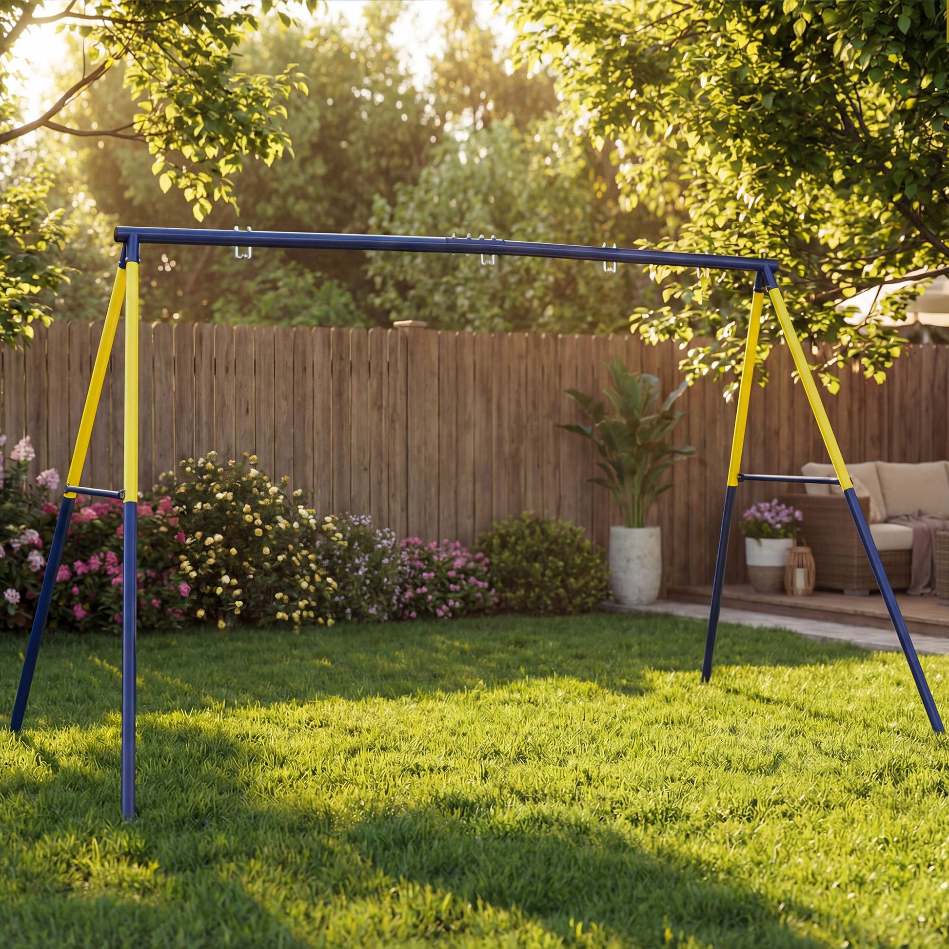 Aiyaplay Estructura De Columpio Infantil Metálica Para 2 Columpios 150 Kg Azul_1