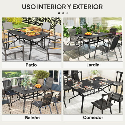 Outsunny Mesa Jardín Exterior Rectangular 150x90x73 Cm Con Tablero Ranurado_5