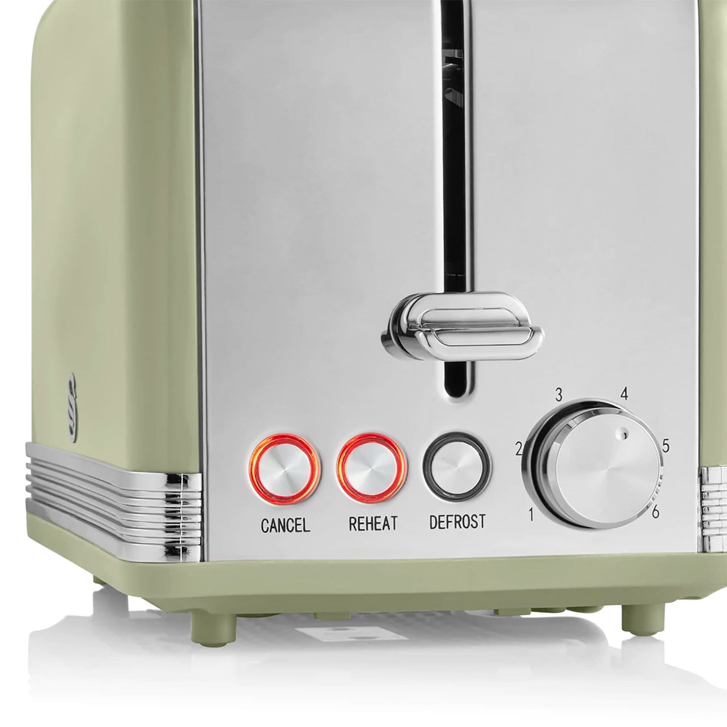 Swan Retro Tostadora Pan Ranura Ancha 2 Rebanadas, Regulador Nivel De Tostado, Descongelación, St19010gneu, Verde 800w_3
