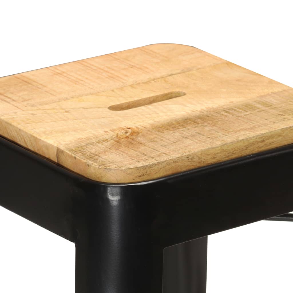 Taburetes De Cocina 4 Unidades Madera Maciza De Mango Negro_2