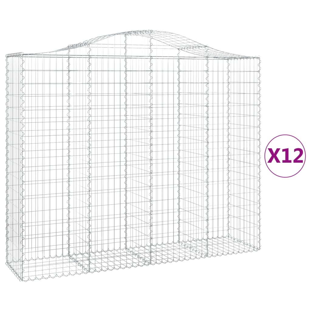 Cestas Gaviones 12 Uds Forma De Arco Hierro 200x50x160/180 Cm_0