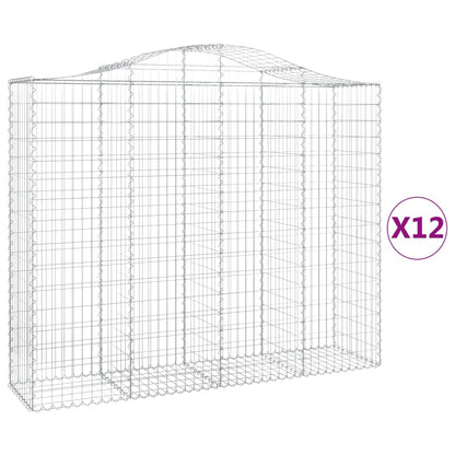 Cestas Gaviones 12 Uds Forma De Arco Hierro 200x50x160/180 Cm_0
