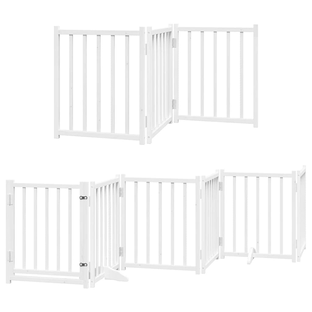 Vidaxl Puerta Para Perros Plegable 9 Paneles Madera Álamo Blanca 450cm_0