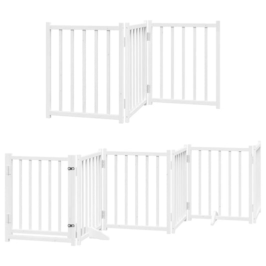 Vidaxl Puerta Para Perros Plegable 9 Paneles Madera Álamo Blanca 450cm_0