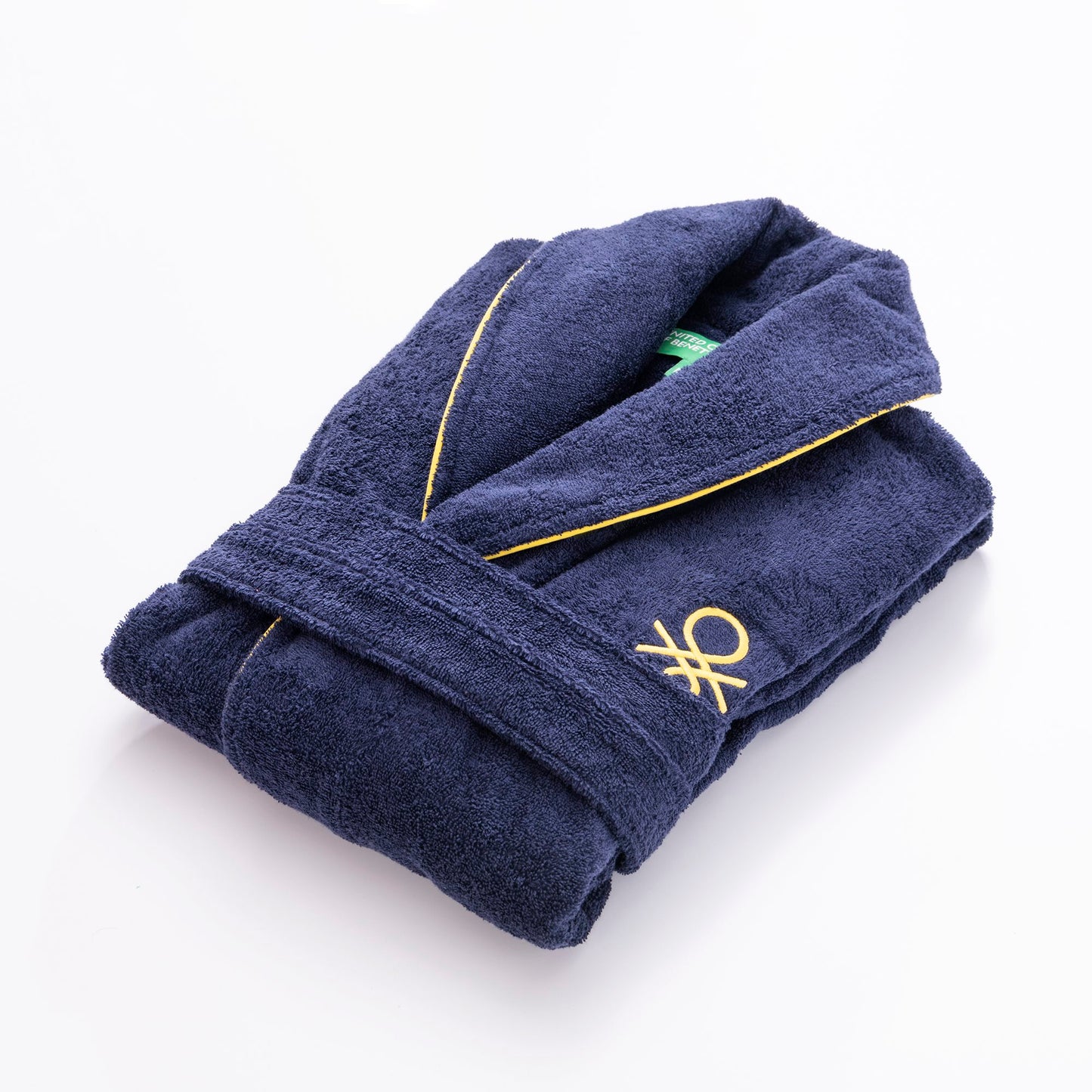 Albornoz M/l 420gsm 100% Algodon C/ Logo Bordado Azul Marino Core Benetton_1