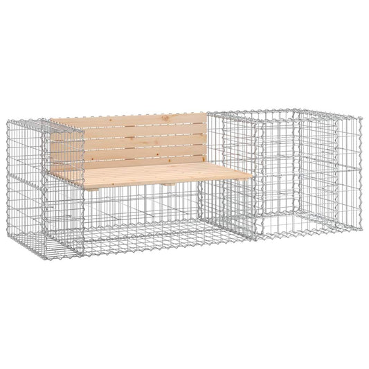 Vidaxl Banco De Jardín Con Cesta De Gaviones Madera Maciza De Pino_0