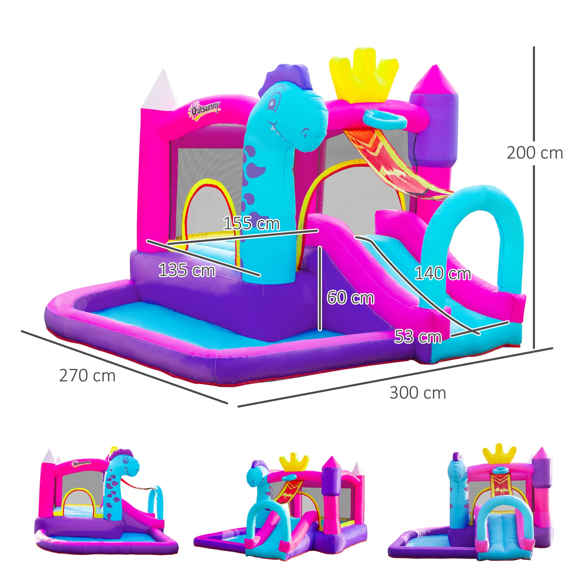 Outsunny Castillo Hinchable Con Tobogán Cama De Salto Y Piscina 300x270x200 Cm_2