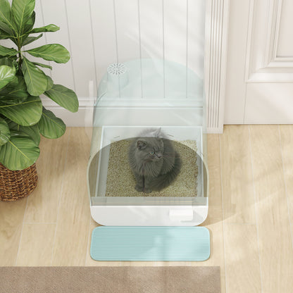 Pawhut Arenero Para Gatos Con Bandeja Extraíble Pala Y Alfombra 43x44x47cm Verde_3