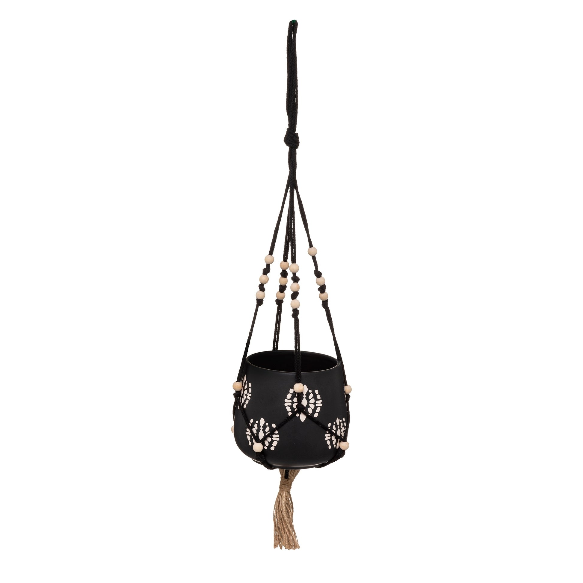 Macetero De Cerámica Tropic Lámpara De Techod14 X H55 Negro_0