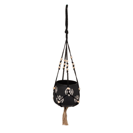 Macetero De Cerámica Tropic Lámpara De Techod14 X H55 Negro_0