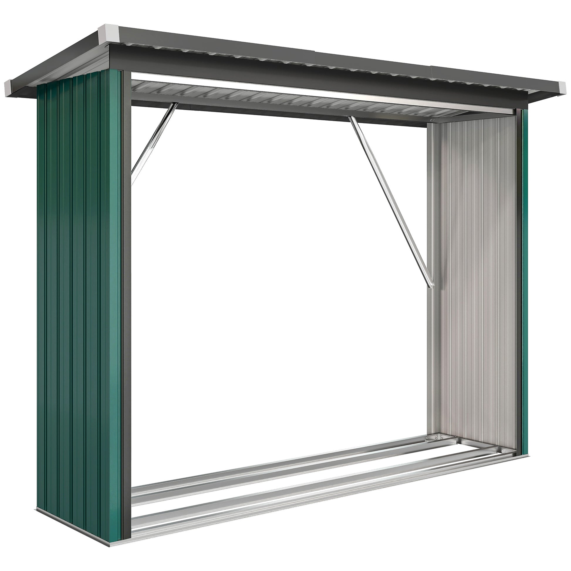 Outsunny Casetilla Para Leña Acero Galvanizado Con Base Elevada 213x66,5x150 Cm_0