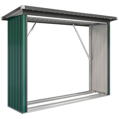 Outsunny Casetilla Para Leña Acero Galvanizado Con Base Elevada 213x66,5x150 Cm_0