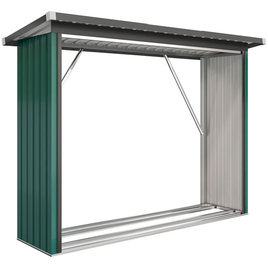 Outsunny Casetilla Para Leña Acero Galvanizado Con Base Elevada 213x66,5x150 Cm_0