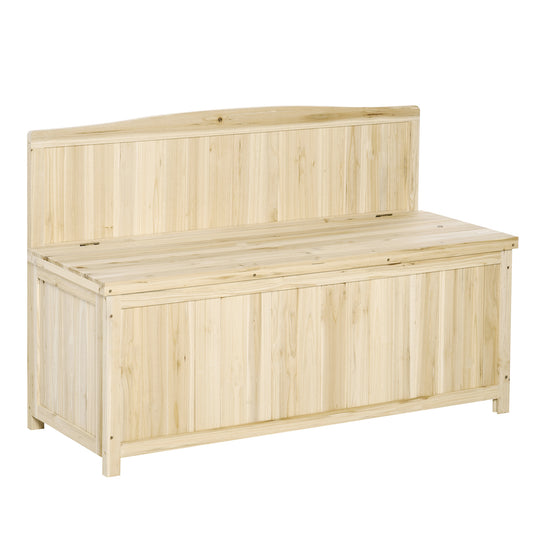 Outsunny Banco De Jardín De Madera Con Caja De Almacenaje 115x45x75 Cm Natural_0