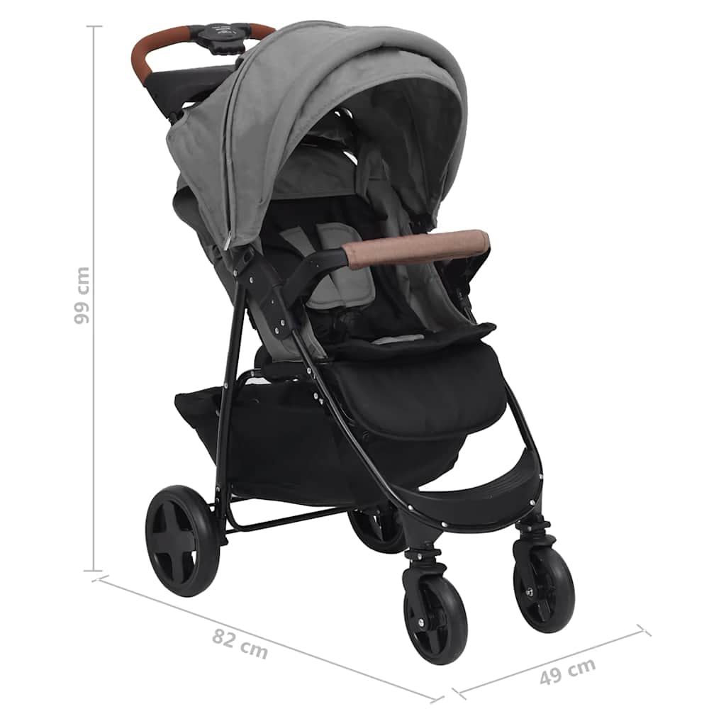 Vidaxl Carrito De Bebés 2 En 1 De Acero Gris Claro_2
