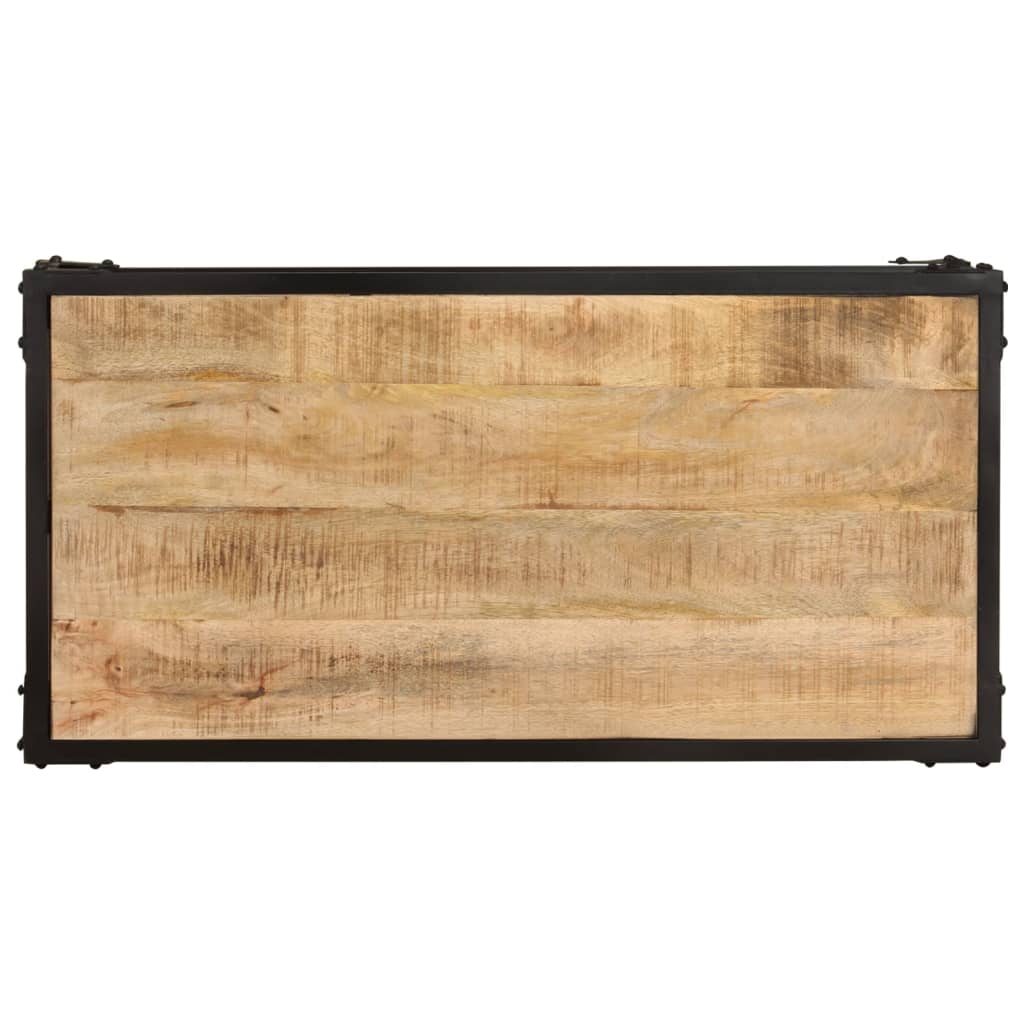 Mesa De Centro De Madera Maciza De Mango Rugosa 90x45x35 Cm_2
