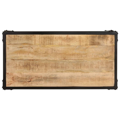 Mesa De Centro De Madera Maciza De Mango Rugosa 90x45x35 Cm_2