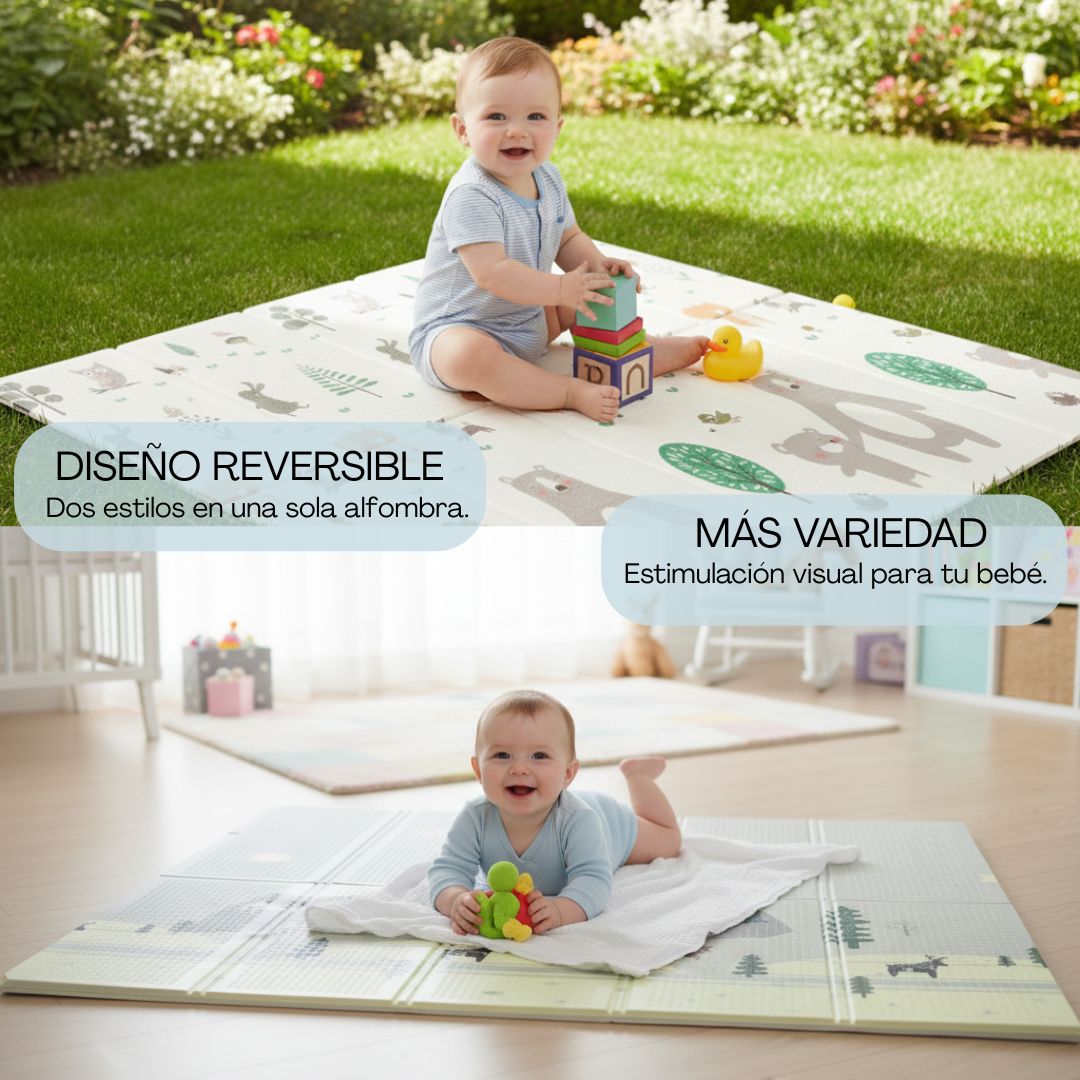 Alfombra Plegable Para Bebé 200 × 180 Cm, Reversible Animales/invierno Bathby_2