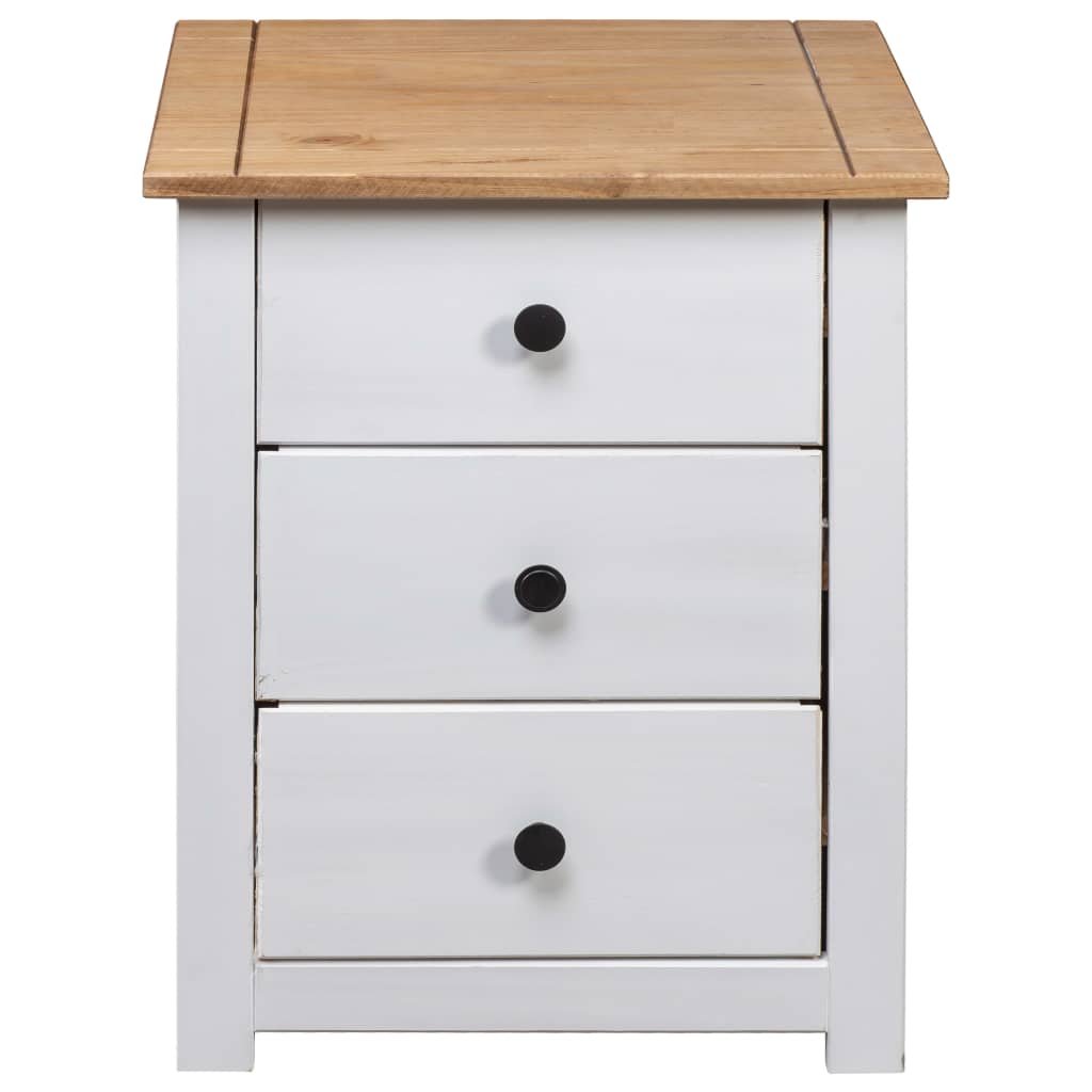 Mesita De Noche Madera Maciza Pino Panamá Blanco 46x40x57 Cm_4