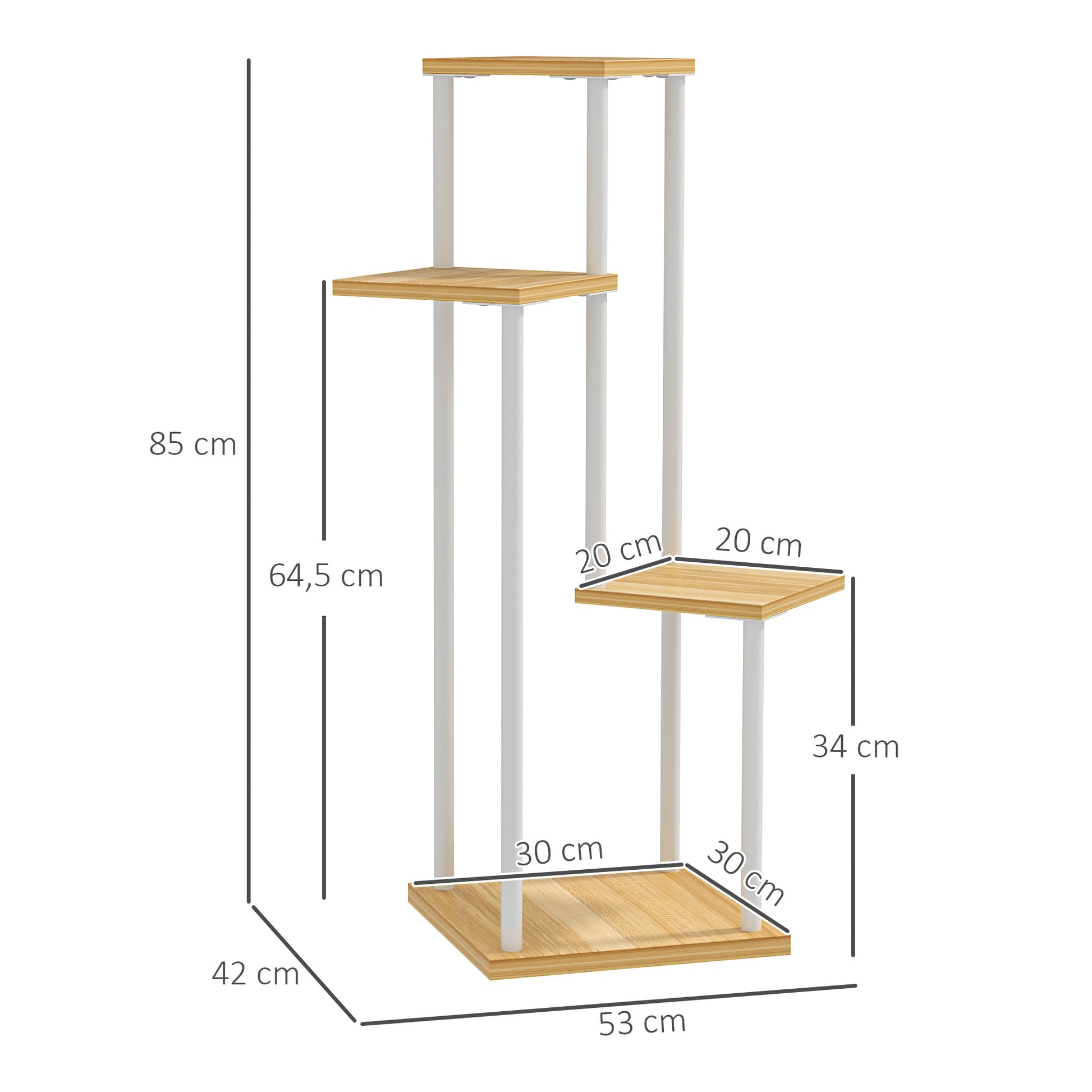 Outsunny Estantería Para Plantas De 4 Niveles De Madera 53x42x85 Cm Natural_2