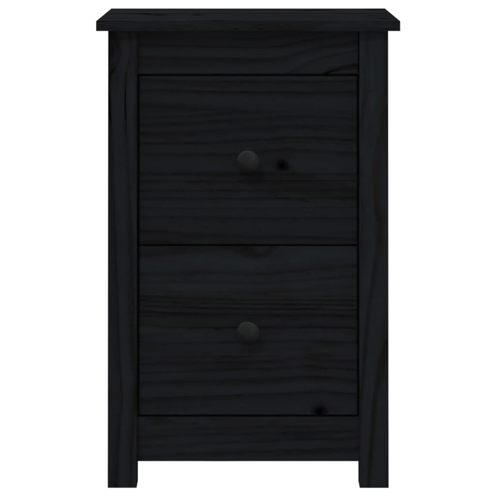 Mesitas De Noche 2 Uds Madera Maciza De Pino Negro 40x35x61,5cm_1