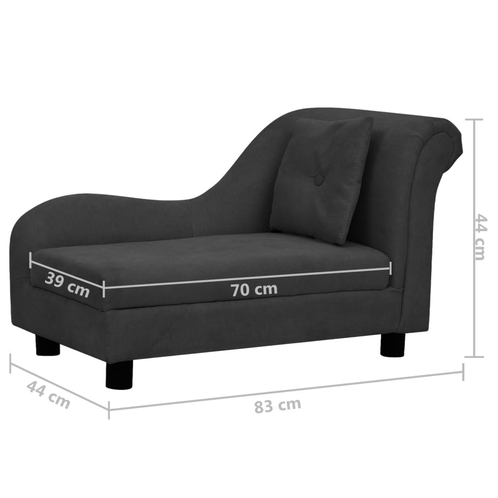 Vidaxl Sofá Para Perros Con Almohada Negro Felpa 83x44x44 Cm_2