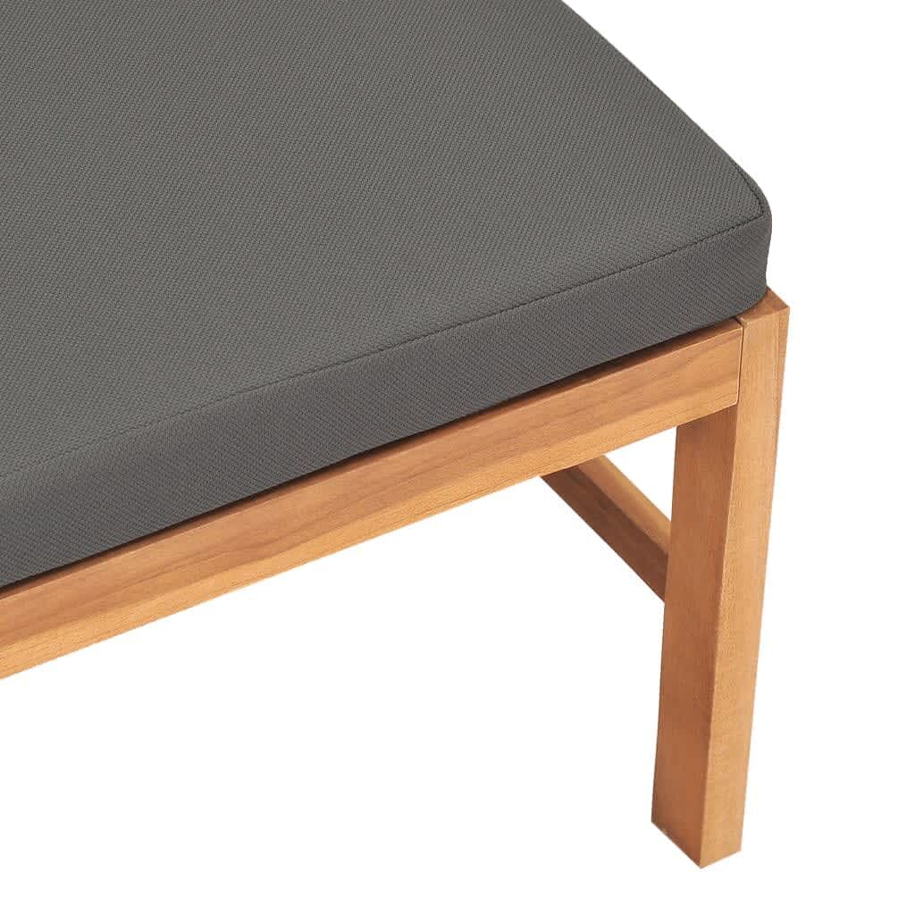 Vidaxl Sofá Central De Madera Maciza De Teca Con Cojines Gris Oscuro_4